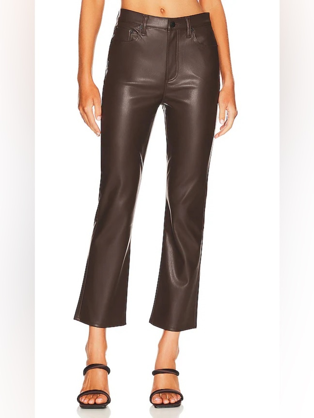 Pistola Lennon High Rise Crop Boot Faux Leather Pants Coffee Bean 25